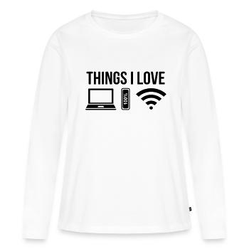 Nerd - T-shirt manches longues Premium bio Femme - blanc - Devant - Julia (174cm)