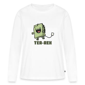 Tea Rex Tee-Rex - Frauen Premium Bio Langarmshirt - Weiß - Vorne - Julia (174cm)
