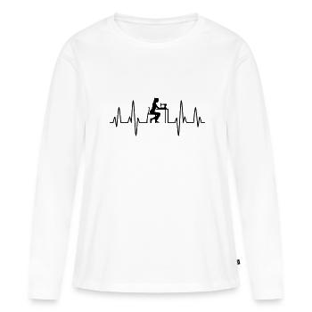 Tailor sewing machine heartbeat seamstress gift - Women's Premium Organic Long Sleeve Shirt - white - Front - Julia (174cm)