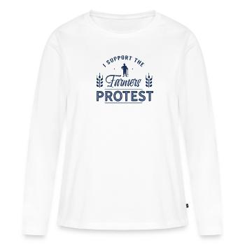 Traktor Demonstration Demo Bauer Bauernprotest - Frauen Premium Bio Langarmshirt - Weiß - Vorne - Julia (174cm)