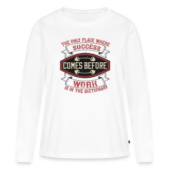 Weight training fitness saying - Women's Premium Organic Long Sleeve Shirt - white - Front - Julia (174cm)