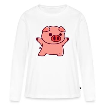 Petit cochon - T-shirt manches longues Premium bio Femme - blanc - Devant - Julia (174cm)