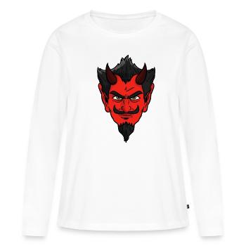 Visage de diable - T-shirt manches longues Premium bio Femme - blanc - Devant - Julia (174cm)
