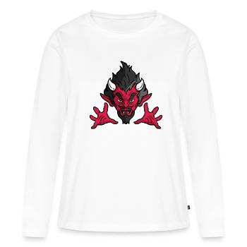 Visage de diable - T-shirt manches longues Premium bio Femme - blanc - Devant - Julia (174cm)