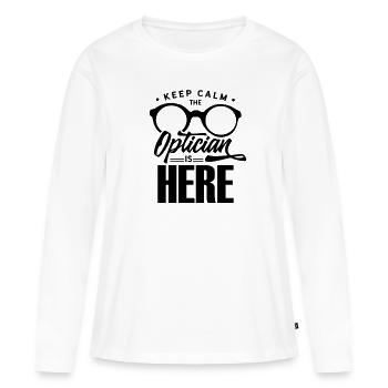 Opticien optique yeux équipe opticien ophtalmique Opticien - T-shirt manches longues Premium bio Femme - blanc - Devant - Julia (174cm)