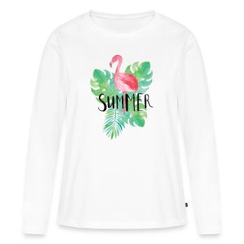 Flamingo - T-shirt manches longues Premium bio Femme - blanc - Devant - Julia (174cm)