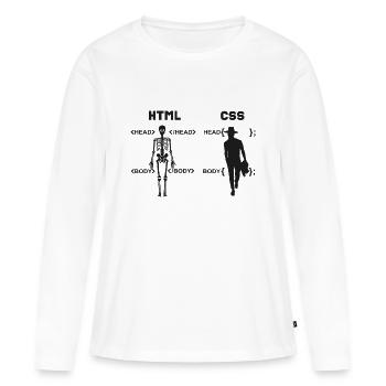 HTML vs CSS Programmiersprache - Frauen Premium Bio Langarmshirt - Weiß - Vorne - Julia (174cm)