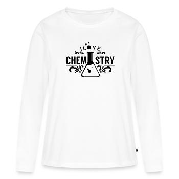 Chimiste - T-shirt manches longues Premium bio Femme - blanc - Devant - Julia (174cm)