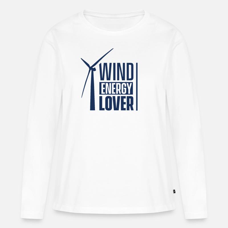 Windrad Windkraft Windenergie Windkraftanlage Wind - Frauen Premium Bio Langarmshirt - Weiß