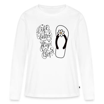 Flip Flops - Frauen Premium Bio Langarmshirt - Weiß - Vorne - Julia (174cm)