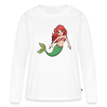 Sirène sirène baignade sirène sirène mer - T-shirt manches longues Premium bio Femme - blanc - Devant - Julia (174cm)
