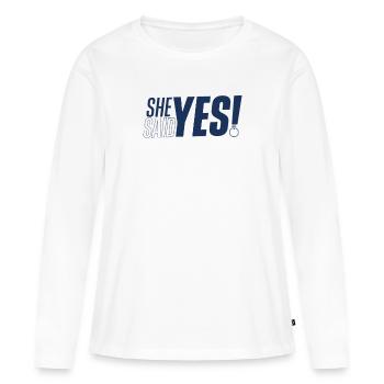 Elle a dit engagement engagement - T-shirt manches longues Premium bio Femme - blanc - Devant - Julia (174cm)