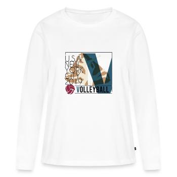 Volley- - T-shirt manches longues Premium bio Femme - blanc - Devant - Julia (174cm)
