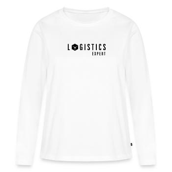 Logistique profession expédition de fret logisticien cadeau - T-shirt manches longues Premium bio Femme - blanc - Devant - Julia (174cm)