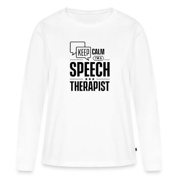 Orthophoniste thérapie orthophonie discours orthophoniste discours - T-shirt manches longues Premium bio Femme - blanc - Devant - Julia (174cm)