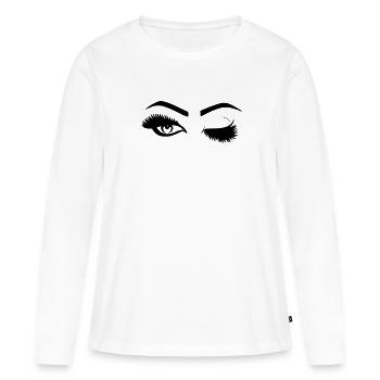 Cils sourcils femmes cadeau - T-shirt manches longues Premium bio Femme - blanc - Devant - Julia (174cm)