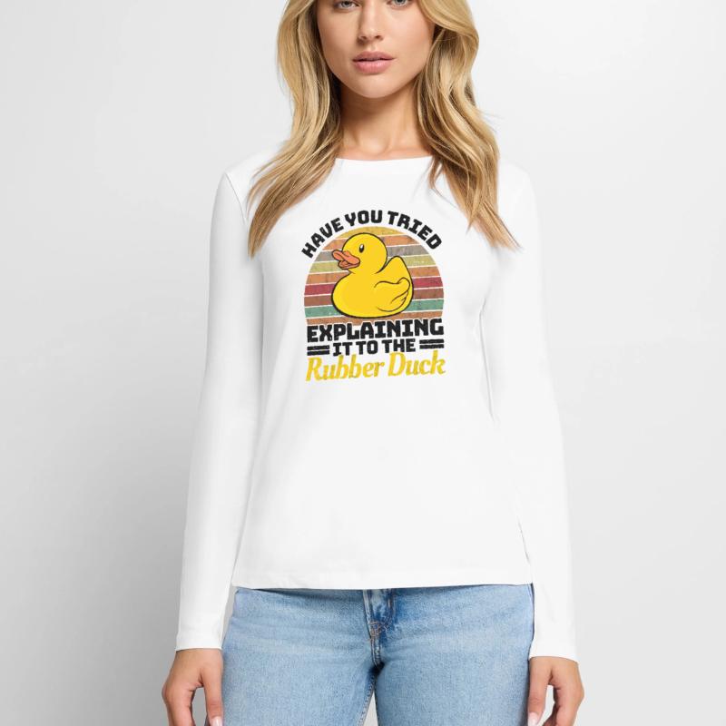 Programmierer Programming Duck Gummiente Frauen Premium Bio Langarmshirt