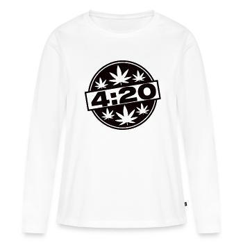 Stoner fille 420 - T-shirt manches longues Premium bio Femme - blanc - Devant - Julia (174cm)