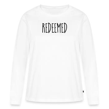 Redeemed - Christian Quotes - Women's Premium Organic Long Sleeve Shirt - white - Front - Julia (174cm)