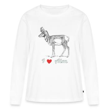 Alm Liebhaber Österreich I Herz Alm Geißbock - Frauen Premium Bio Langarmshirt - Weiß - Vorne - Julia (174cm)
