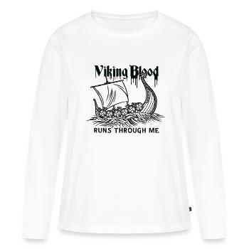 Viking Blood Runs through me, Vikings, Vikings - T-shirt manches longues Premium bio Femme - blanc - Devant - Julia (174cm)