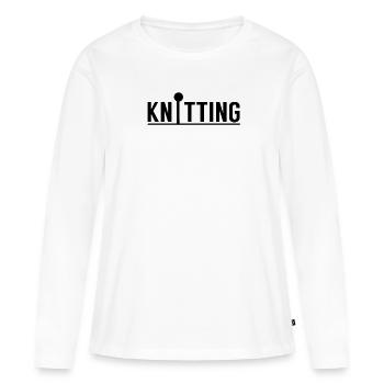 Stricken Stricker Strickerin Strick Strickerei - Frauen Premium Bio Langarmshirt - Weiß - Vorne - Julia (174cm)