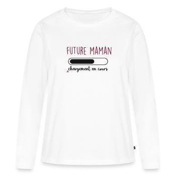 future maman enregistrement en cours - T-shirt manches longues Premium bio Femme - blanc - Devant - Julia (174cm)