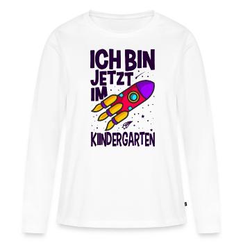 ICH BIN JETZT IM KINDERGARTEN KINDERGARTEN - Frauen Premium Bio Langarmshirt - Weiß - Vorne - Julia (174cm)