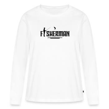 Fischermann Fischer Angler Fischerei Fischen - Frauen Premium Bio Langarmshirt - Weiß - Vorne - Julia (174cm)