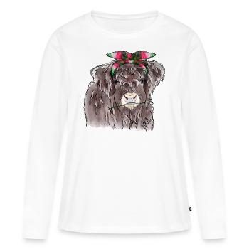 Vache de chéri de highland - T-shirt manches longues Premium bio Femme - blanc - Devant - Julia (174cm)