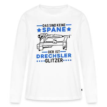 Drechsler Glitzer Drechseln Drechselmaschine - Frauen Premium Bio Langarmshirt - Weiß - Vorne - Julia (174cm)