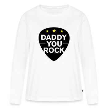 Fête des pères papa vous jupe - T-shirt manches longues Premium bio Femme - blanc - Devant - Julia (174cm)