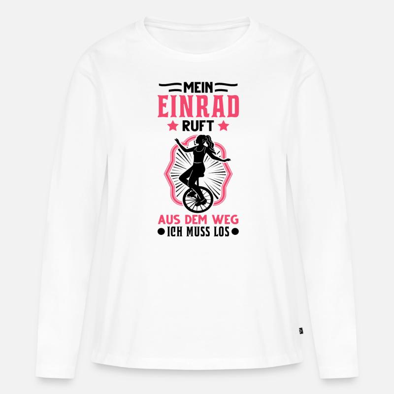Mein Einrad ruft Einradfahrerin Einradfahrer - Frauen Premium Bio Langarmshirt - Weiß