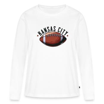 Kansas-City - T-shirt manches longues Premium bio Femme - blanc - Devant - Julia (174cm)