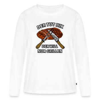 Will nur grillen Grillfleisch Braten Grillsaison - Frauen Premium Bio Langarmshirt - Weiß - Vorne - Julia (174cm)