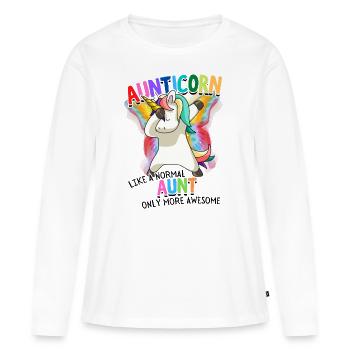 Aunticorn Aunt Dabbendes Unicorn Dabbing Unicorn - Women's Premium Organic Long Sleeve Shirt - white - Front - Julia (174cm)