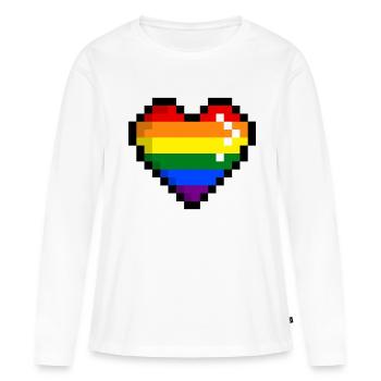 GAYMER PIXEL HEART LGBT Pride Gay Pride Month - T-shirt manches longues Premium bio Femme - blanc - Devant - Julia (174cm)