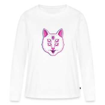 Glitch Cat Shining cat with eyes - Women's Premium Organic Long Sleeve Shirt - white - Front - Julia (174cm)