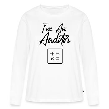 Je suis Un commissaire aux comptes - T-shirt manches longues Premium bio Femme - blanc - Devant - Julia (174cm)