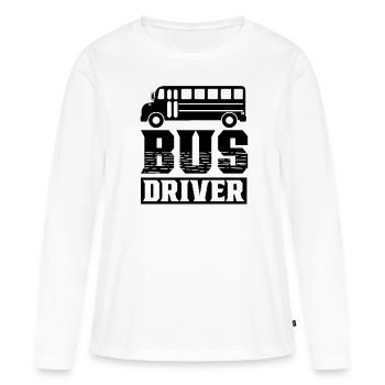 Bus chauffeur professionnel Bus conducteur Bus - T-shirt manches longues Premium bio Femme - blanc - Devant - Julia (174cm)