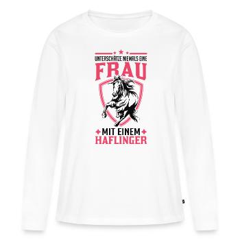 Haflinger Pferd Frau Reiterin Pferdemädchen - Frauen Premium Bio Langarmshirt - Weiß - Vorne - Julia (174cm)