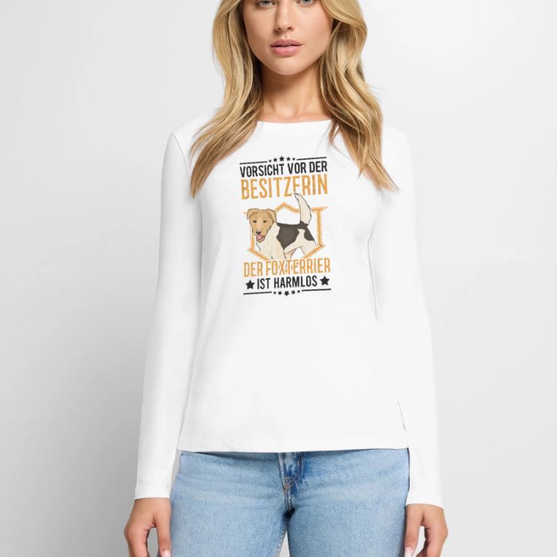 Foxterrier Spruch Drahthaar-Foxterrier Geschenk Frauen Premium Bio Langarmshirt