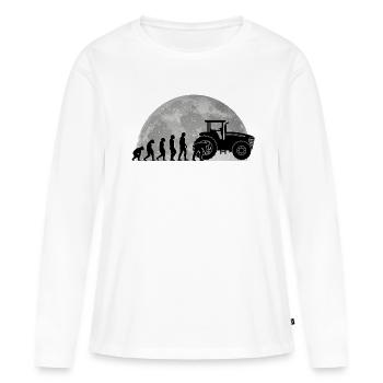 Mécanicien de machines agricoles Evolution Lune Tracteur - T-shirt manches longues Premium bio Femme - blanc - Devant - Julia (174cm)