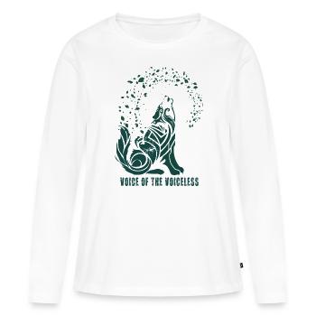 Earth Day Wolf Silhouette Protection des animaux Protection des animaux - T-shirt manches longues Premium bio Femme - blanc - Devant - Julia (174cm)
