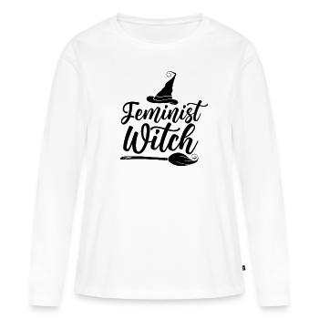 Féministe sorcière féministe féministe féministe féministe - T-shirt manches longues Premium bio Femme - blanc - Devant - Julia (174cm)