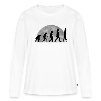 Handstand Evolution Mond Turnerin Turnverein - Frauen Premium Bio Langarmshirt - Weiß - Vorne - Julia (174cm)