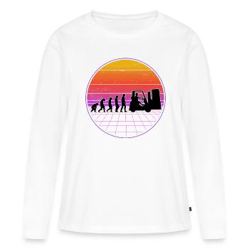 Staplerfahrer Evolution Vaporwave Gabelstapler - Frauen Premium Bio Langarmshirt - Weiß - Vorne - Julia (174cm)