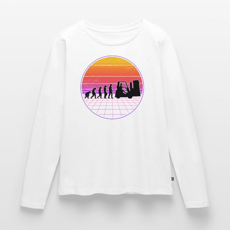 Forklift Operator Evolution Vaporwave Women's Premium Organic Long Sleeve Shirt