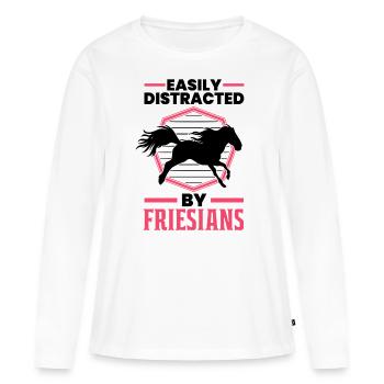 Easily distracted by Friesian's Frisian horse - Women's Premium Organic Long Sleeve Shirt - white - Front - Julia (174cm)