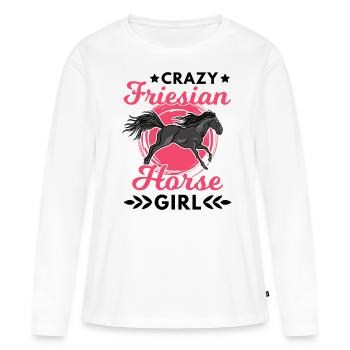 Crazy Friesian Horse Girl Frisian Horse - Women's Premium Organic Long Sleeve Shirt - white - Front - Julia (174cm)